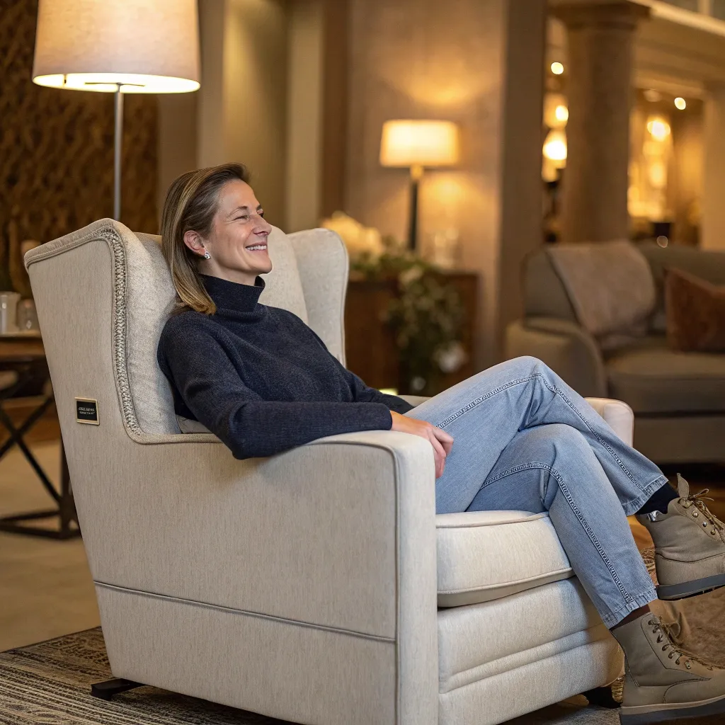 Customer sitting on a comfortable chair